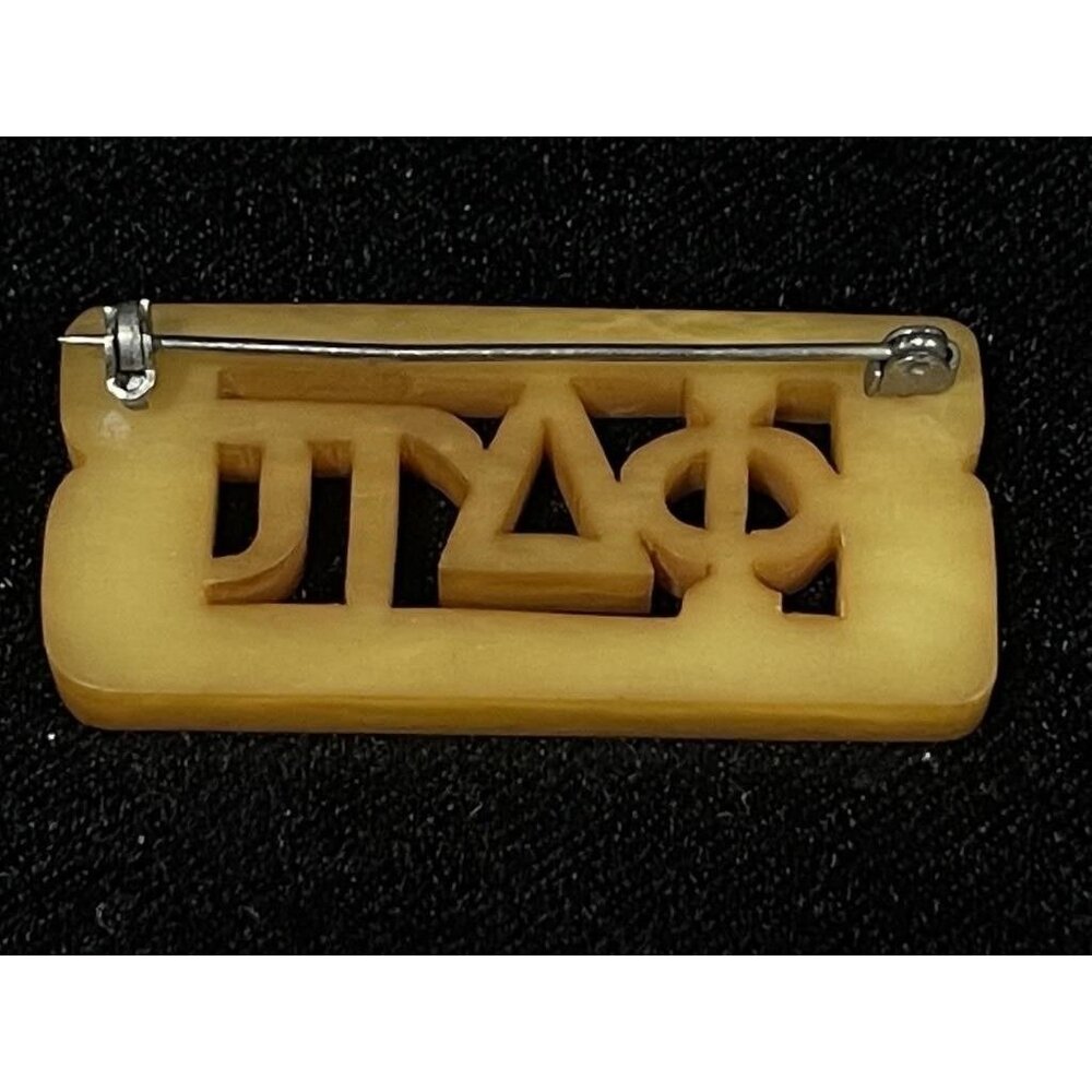 VTG Phi Delta Pi Butterscotch Bakelite Pin Greek Letters Fraternity Sorority - Picture 2 of 2